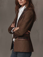 Women's Herringbone Printed Panel Blazer