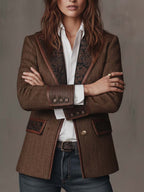 Women's Herringbone Printed Panel Blazer