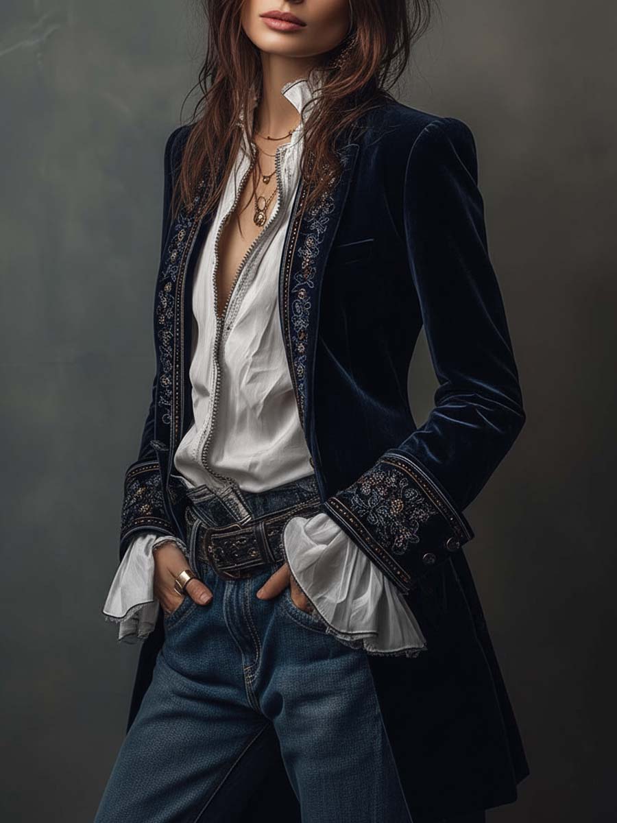 Women’s Vintage Embroidered Long Jacket