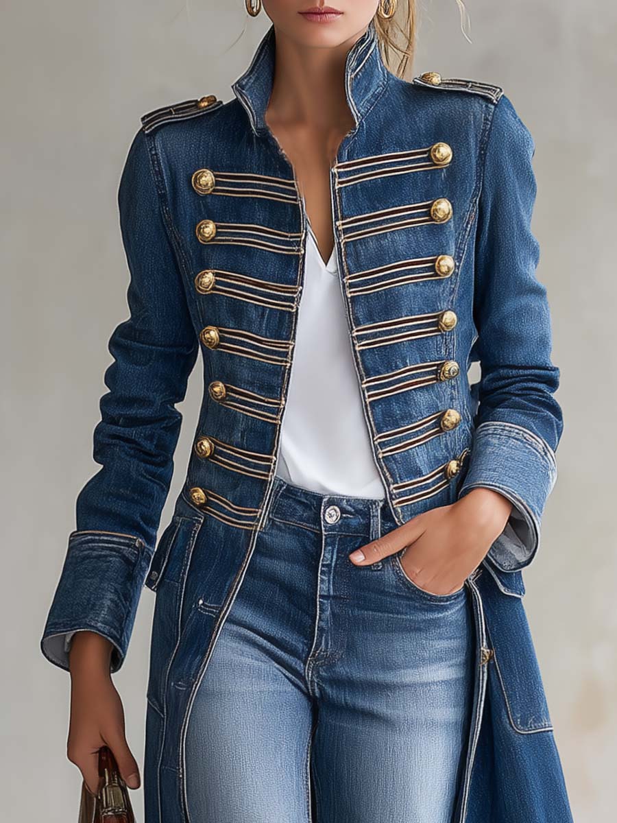 Leighton – Vintage Denim Officer Coat