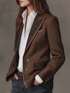 Women's Herringbone Printed Panel Blazer