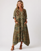 Aleta | Button Front Oversized Pocket Midi Dress