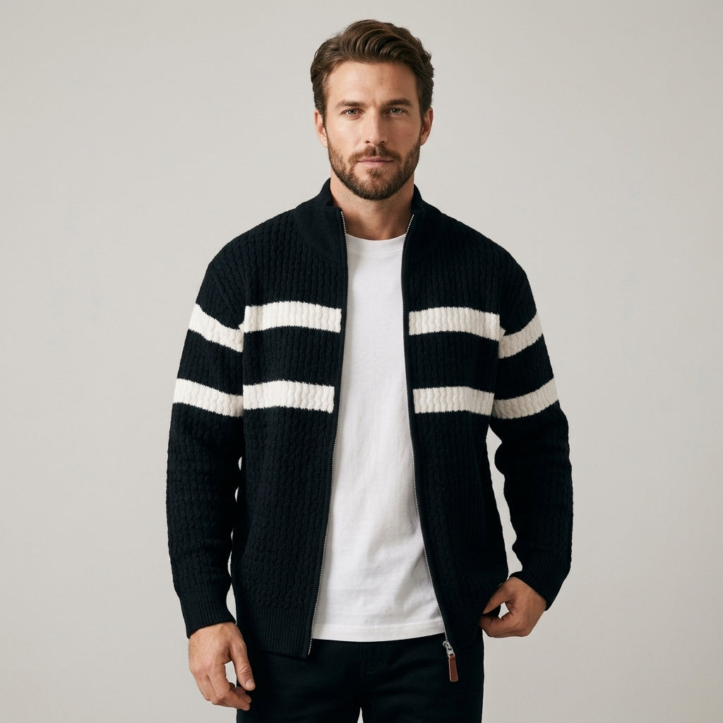 Isaac - Textured Cable Knit Cardigan