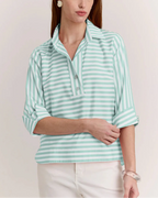 Euna - Cotton Stripe Gingham Blouse