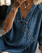 Veronica - Denim Button-Up Blouse