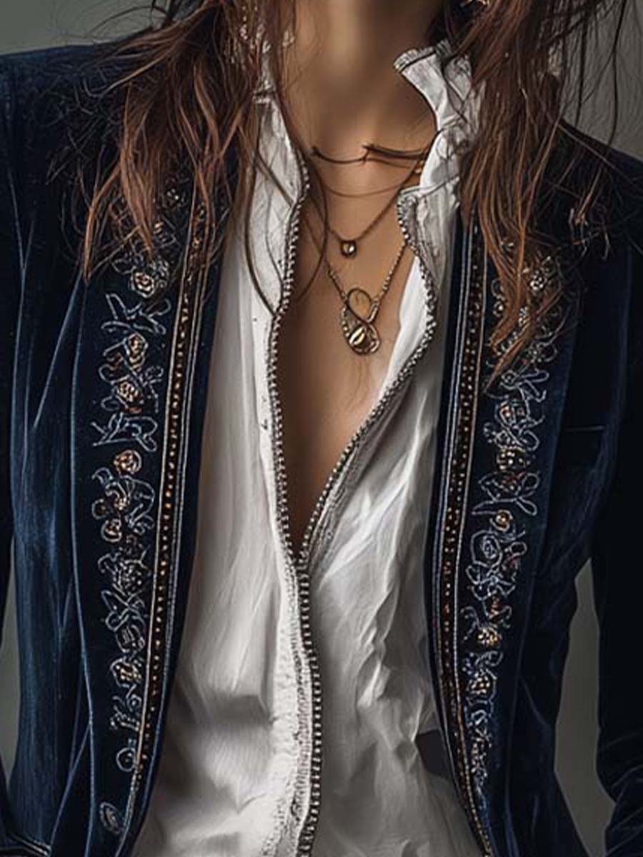 Women’s Vintage Embroidered Long Jacket