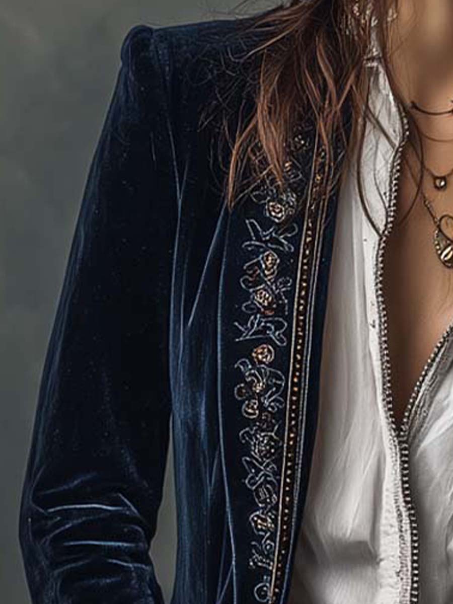 Women’s Long Vintage Embroidered Jacket