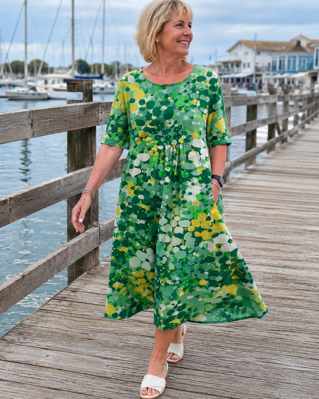 ELENA™ - ELEGANT FLORAL SUMMER MIDI DRESS