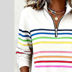 Prismette™ | Colourful Striped Quarter-Zip Sweatshirt