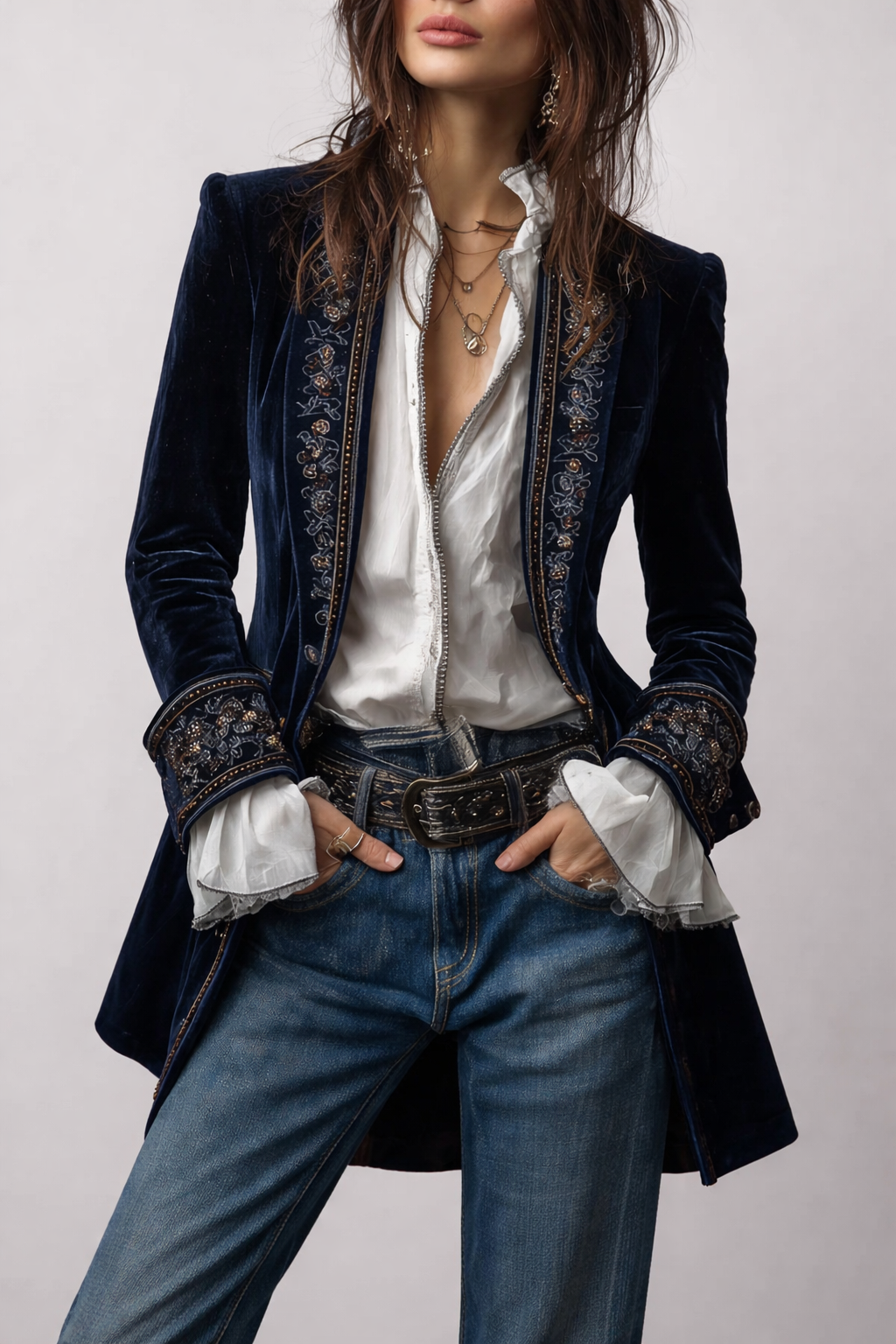 Women’s Long Vintage Embroidered Jacket