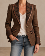 Women’s Tailored Herringbone Paneled Blazer