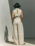 Flor™ | Minimalist set of tank top and wide-leg pants in cotton and linen for women