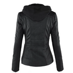 Women’s Hooded Zip Up Biker Jacket