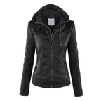 Women’s Hooded Zip Up Biker Jacket