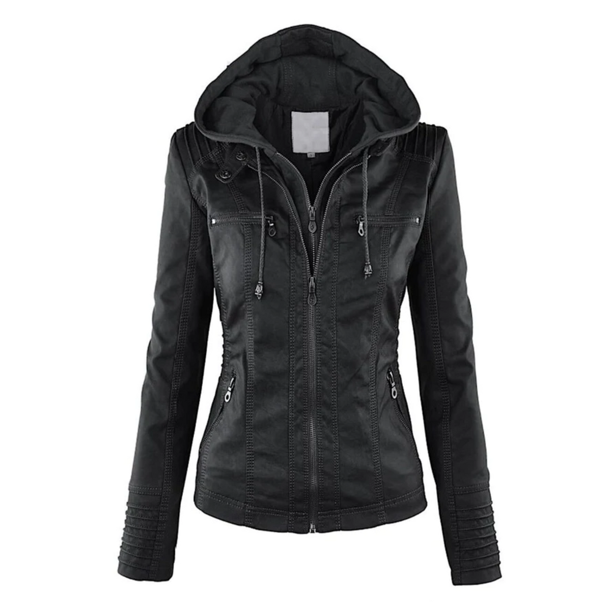 Women’s Hooded Zip Up Biker Jacket