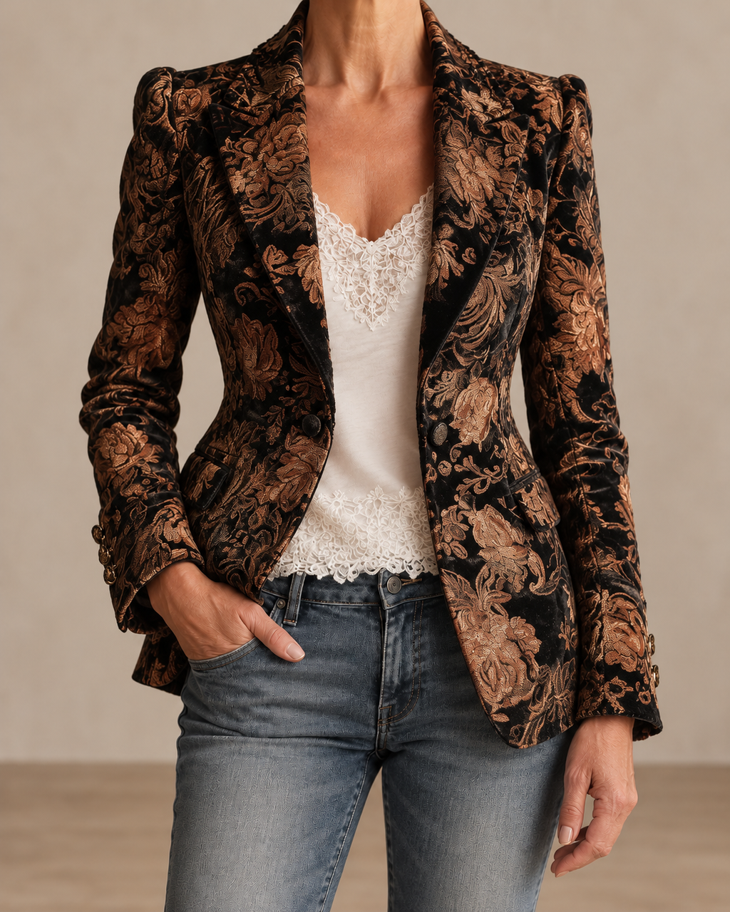 Women’s Floral Print Tailored Blazer