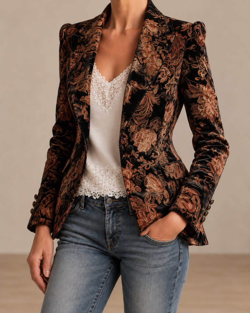 Women’s Floral Print Tailored Blazer