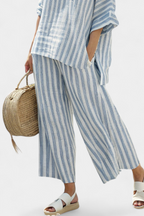 Women's Two-Piece Set | Blue Striped