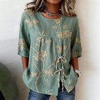 Catherine - Elegant Floral Embroidered Blouse