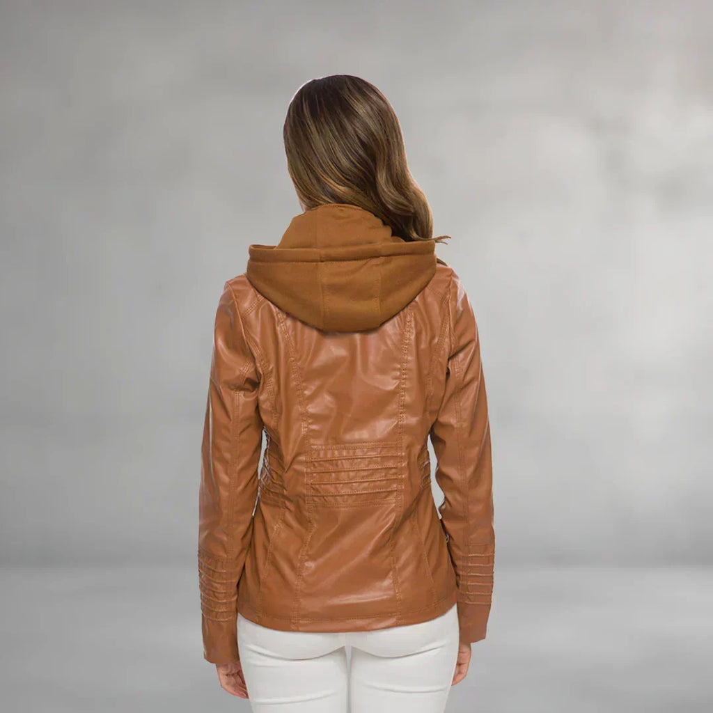 Women’s Hooded Zip Up Biker Jacket