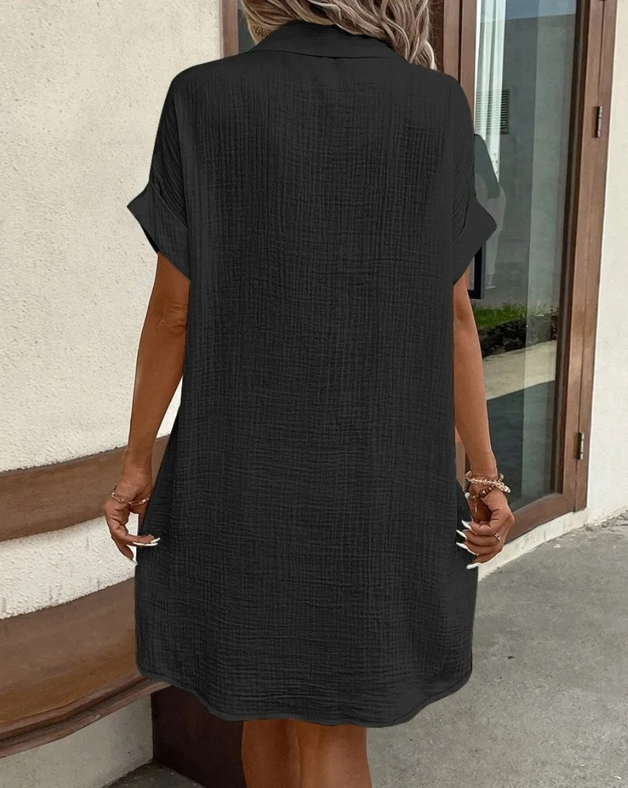 Savannah | Linen Blend Midi Shirt Dress