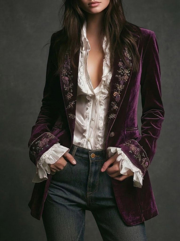 Women’s Vintage Embroidered Long Jacket