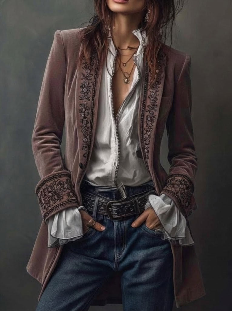 Women’s Vintage Embroidered Long Jacket
