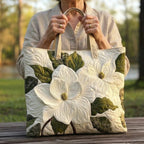 Sack Artisanal Matelassé - Elegant White Lily