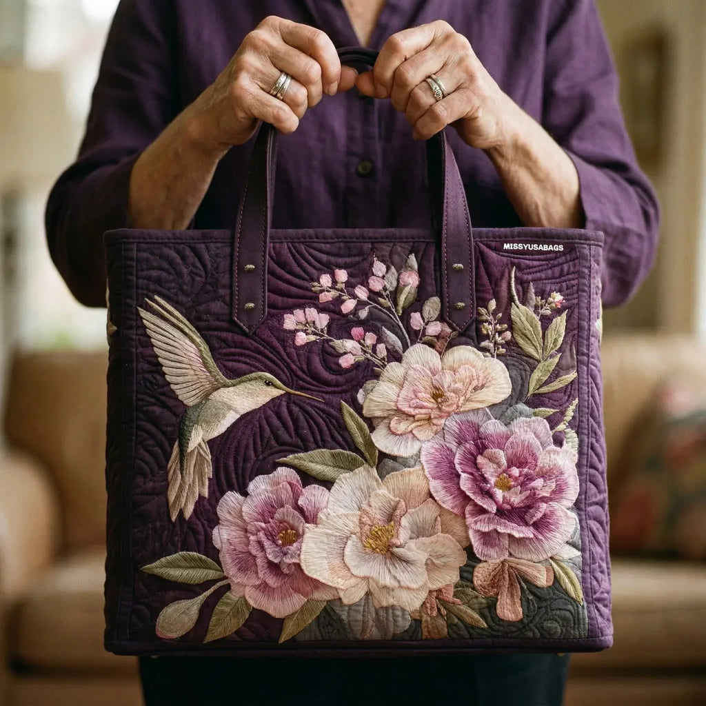 Sack Artisanal Matelassé - Colibri and Orchid