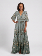 Auriane | Floral V Neck Short Sleeve Maxi Dress