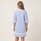 Sanina | Contrast-Trim Stripe V-Neck Cotton Shift Dress