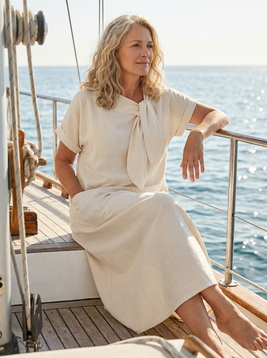 Elowyn | Round Neck Short Sleeve Pocket Maxi Dress
