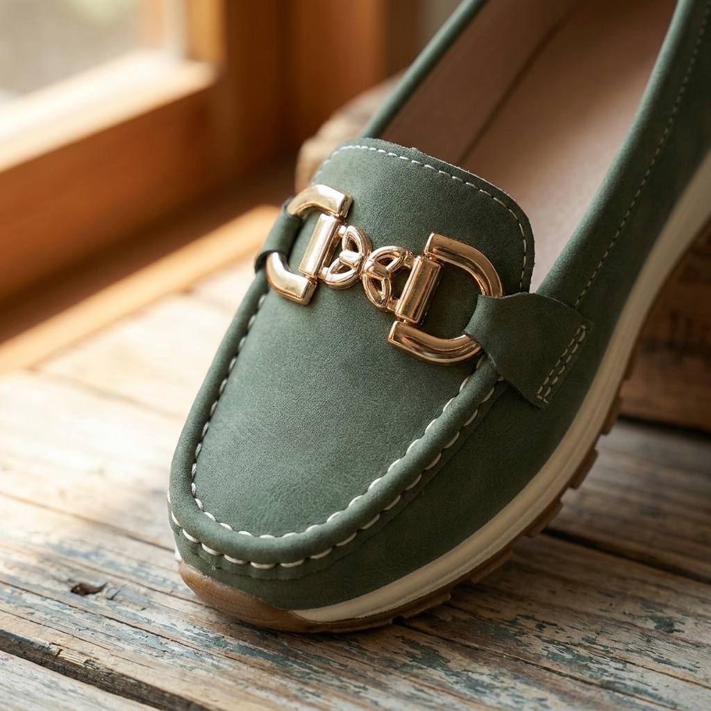 Eloise - Green Buckle Loafers