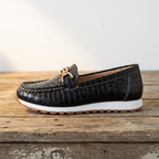 Emmy - Black Crocodile Loafers