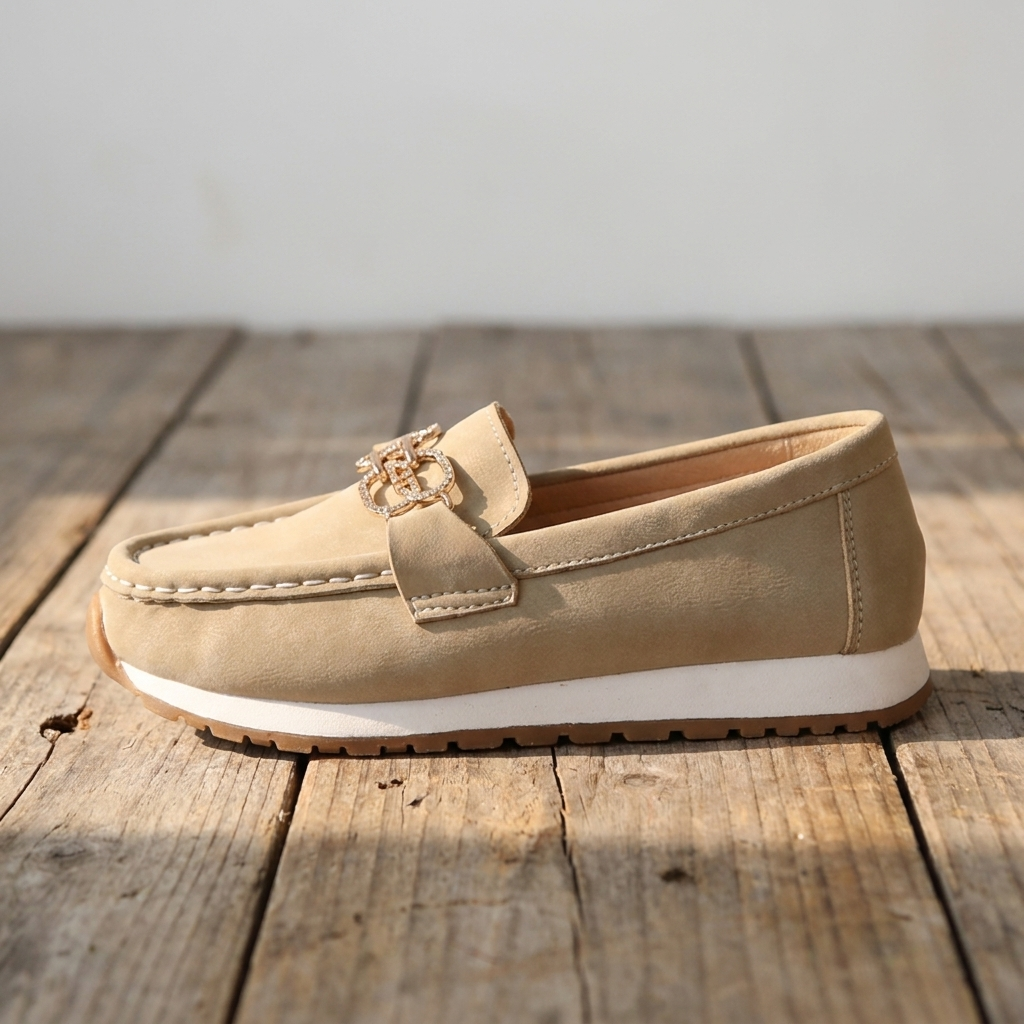 Estella - Chic Diamond Buckle Loafers