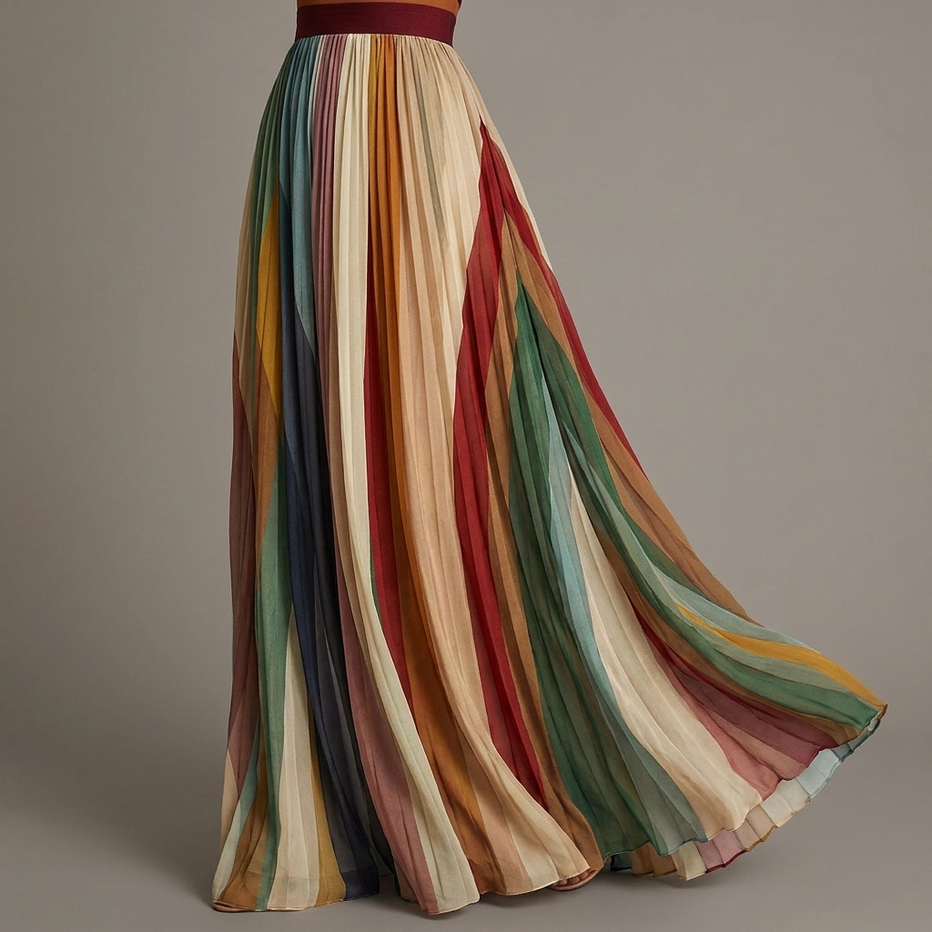 Judith™ | Women's Strapless Colorful Pleated Summer Maxi Dress Strapless