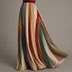 Judith™ | Women's Strapless Colorful Pleated Summer Maxi Dress Strapless