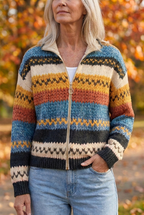 Yseult™ | Multicolor Zigzag Striped Cardigan