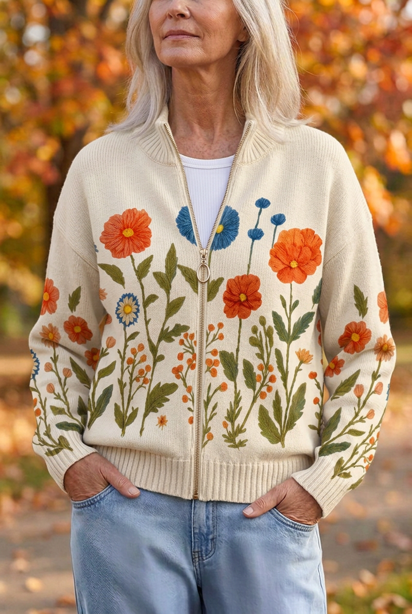 Wrenna™ | Wildflower Meadow Zip Cardigan