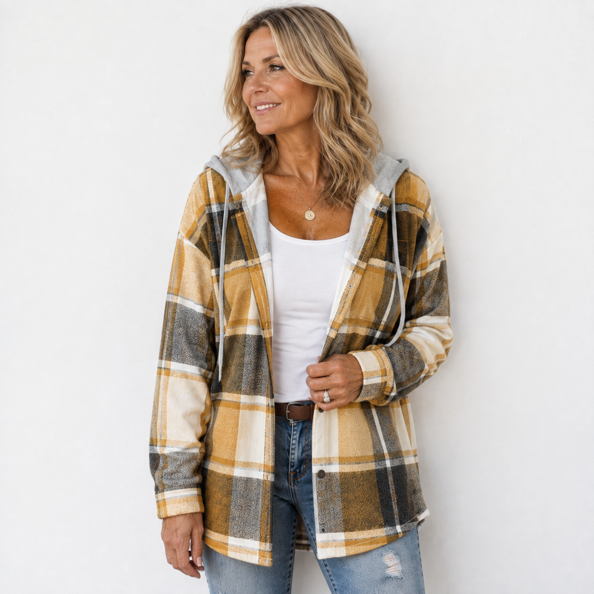 Women’s Cozy Plaid Hooded Jacket