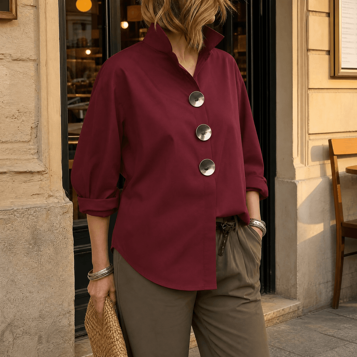 Malani - Asymmetric Statement Button Blouse