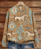 Perpetua™ | Desert Horse and Cactus Zip Cardigan