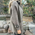 Stella - Knit Sleeve Double-Breasted Coat
