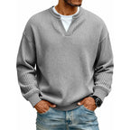 Corbin - Textured Mock-Layer Waffle Sweater