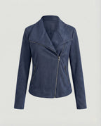 Isabella | Women's Asymmetric-Zip Tailored Faux Suede Biker Leather Jacket
