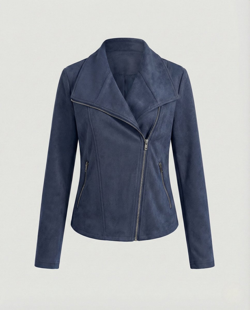 Isabella | Women's Asymmetric-Zip Tailored Faux Suede Biker Leather Jacket