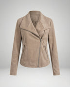 Isabella | Women's Asymmetric-Zip Tailored Faux Suede Biker Leather Jacket