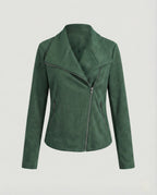 Isabella | Women's Asymmetric-Zip Tailored Faux Suede Biker Leather Jacket