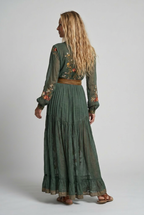 Women's Bohemian Dress | Embroidered V Neck Maxi