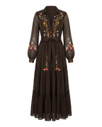 Women's Bohemian Dress | Embroidered V Neck Maxi